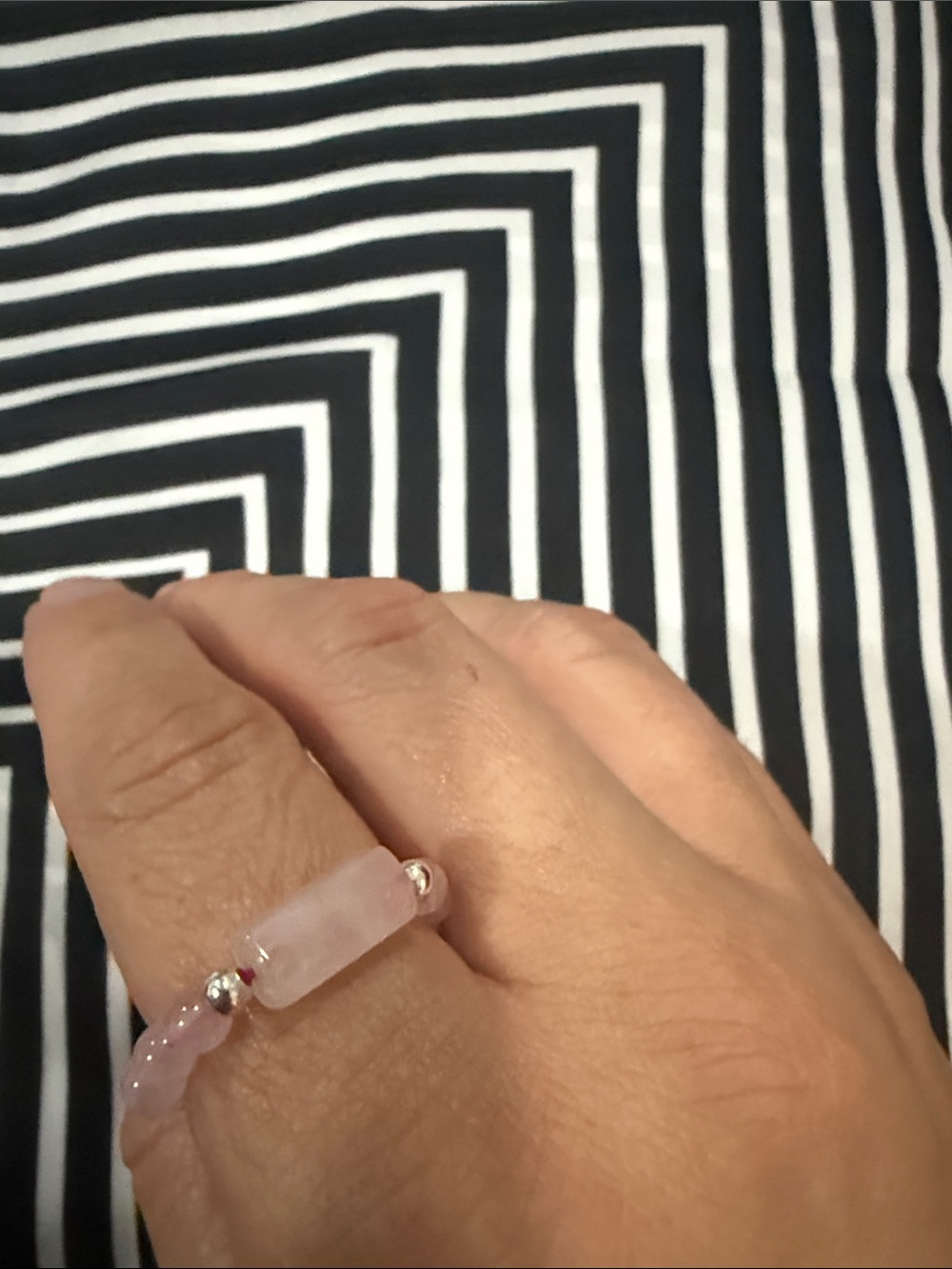 Rose Quartz Beaded Stretch Ring - Pink